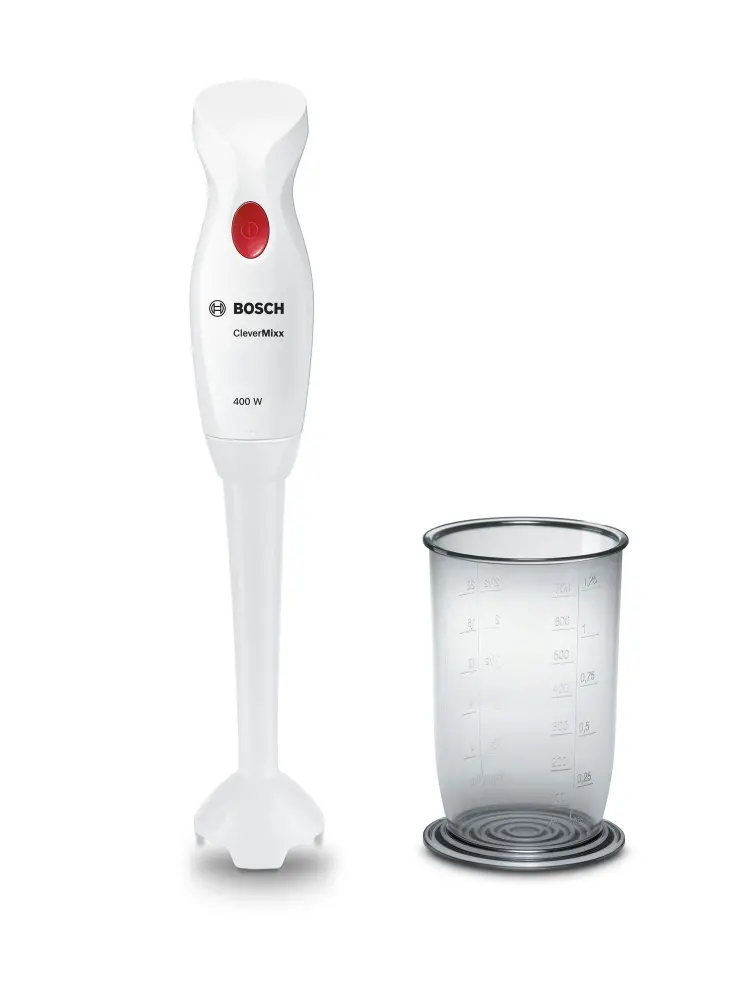 Μπλέντερ χειρός, Bosch MSM14100, Blender, CleverMixx, 400 W, με διάφανη κανάτα, λευκό, βαθύ κόκκινο