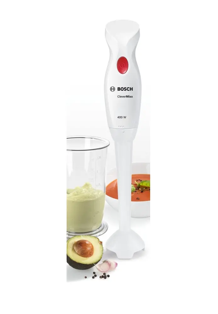 Mixer vertical, Bosch MSM14100, Blender, CleverMixx, 400 W, cu vas transparent inclus, alb, roșu închis - image 5
