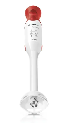 Mixer vertical, Bosch MSM64010, Blender, ErgoMixx, 450 W, cu vas transparent inclus, alb, roșu - 2