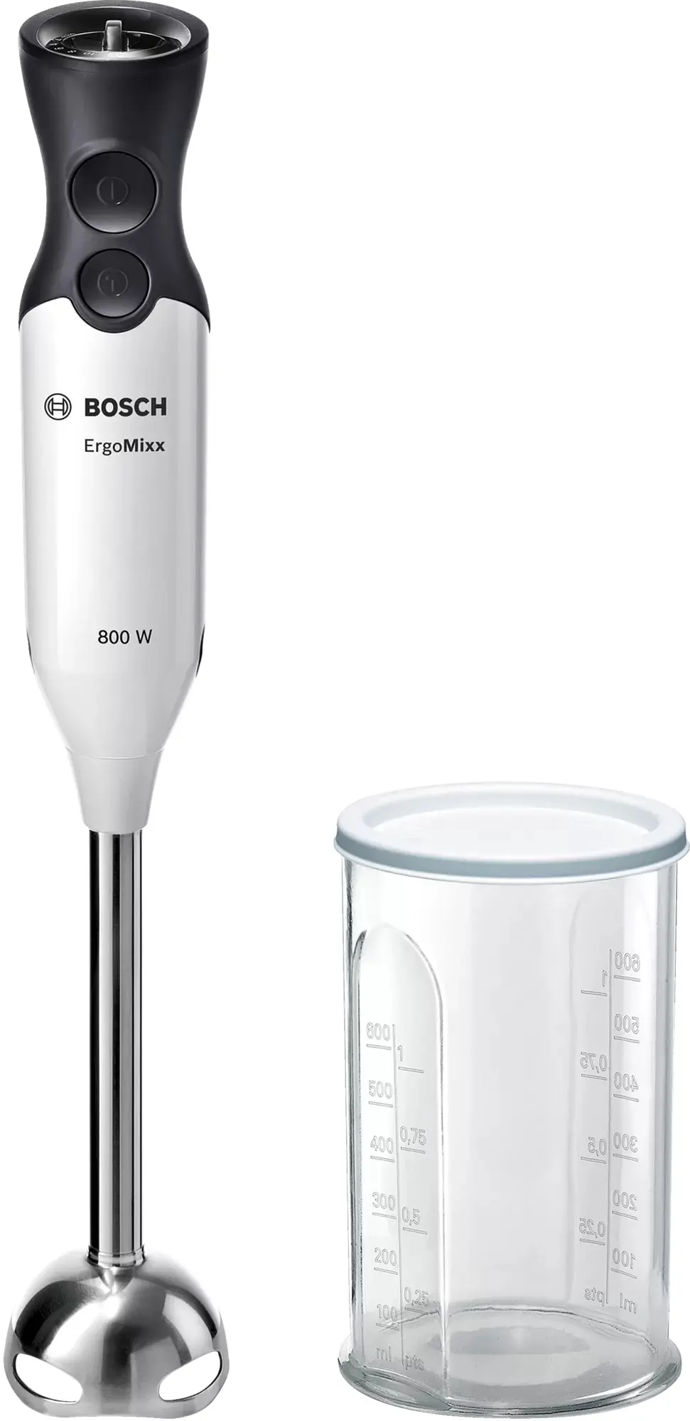 Μπλέντερ χειρός, Bosch MS61A4110, Blender, ErgoMixx, 800 W, συμπεριλαμβάνεται διαφανής κανάτα, λευκό, ανθρακί