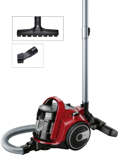 Прахосмукачка, Bosch BGC05AAA2, Vacuum Cleaner, 700 W, Bagless type, 1.5 L, 78 dB(A), Energy efficiency class A, chili red/black
