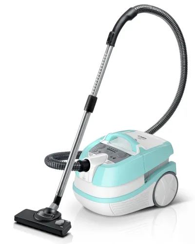 Перяща прахосмукачка, Bosch BWD420HYG, 3in1 vacuum cleaner for dry and wet cleaning, 2,5 lt dust container, 2000 W, HEPA H13, 12 m radius, liquid pick-up nozzles, parquet brush, mattress brush, water tank: 5 l, mint-white-grey