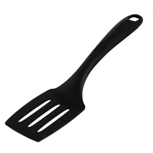 Spatulă, Tefal 2745112, Bienvenue, spatulă mică, ustensilă de bucătărie, cu găuri, până la 220°C, se poate spăla în mașina de spălat vase, neagră