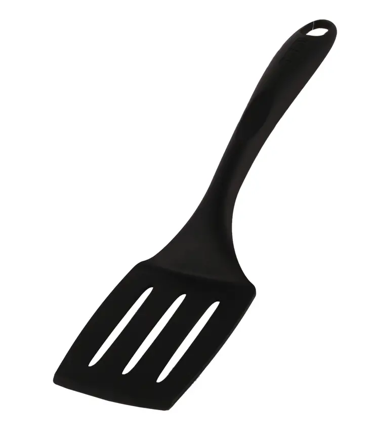 Spatulă, Tefal 2743712, Bienvenue, Spatulă cu fante, Ustensilă de bucătărie, Cu găuri, Până la 220°C, Compatibilă cu mașina de spălat vase, neagră