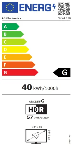 Монитор, LG 34WL850-W, 34" WQHD (3440 x 1440) Nano IPS Display, 5ms, 1ms Motion Blur Reduction, CR 1000:1, 350 cd/m2, 21:9, 3440x1440, HDR 10, DCI-P3 98%, FreeSync, HDR 400, USB 3.0Thunderbolt 3 , HDMI, DisplayPort, PBP, 7W x 2, Height / Tilt Adjustable Stand, Bl - image 8