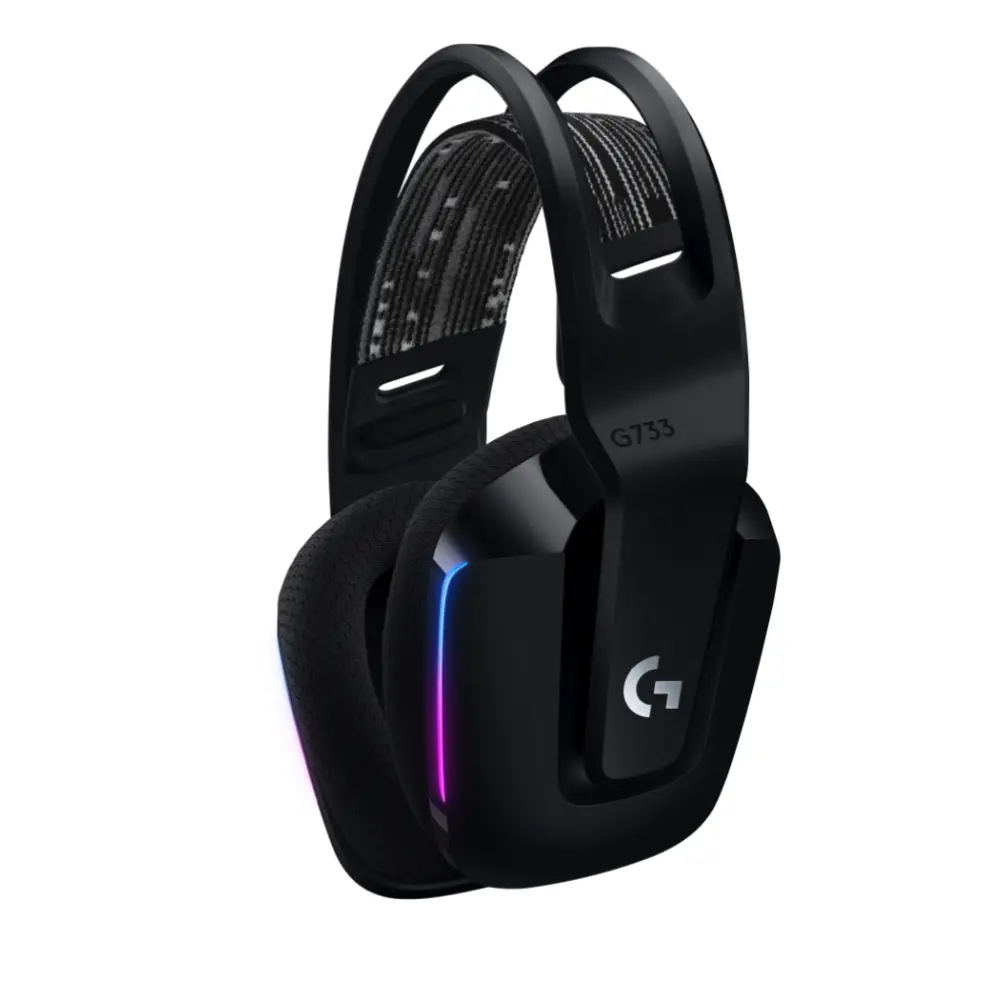 Слушалки, Logitech G733 Wireless Headset, Lightsync RGB, Lightspeed Wireless, PRO-G 40 mm Drivers, DTS Headphone:X 2.0 Surround, Blue Voice Microphone, 278 g, Black - image 1