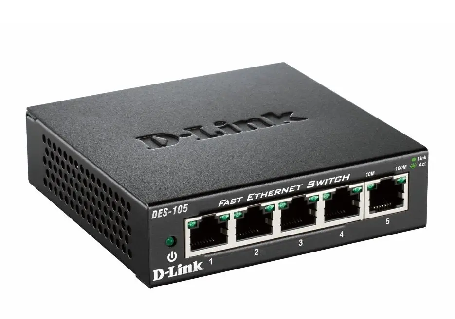 Switch, D-Link 5-port 10/100 Metal Housing Desktop Switch