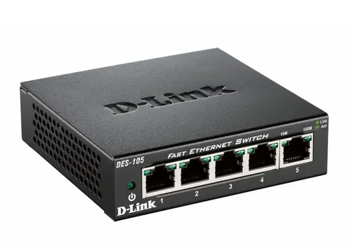 Switch, D-Link 5-port 10/100 Metal Housing Desktop Switch - 1