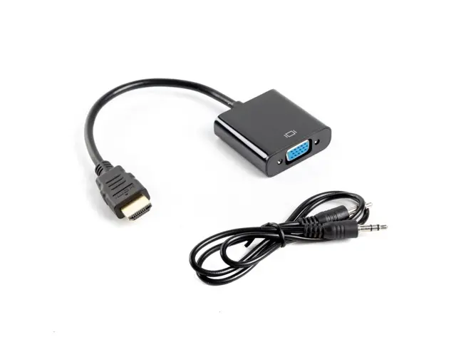 Αντάπτορας, Lanberg αντάπτορας HDMI-A (αρσ.) -> VGA (θηλ.) + minijack 3.5mm (θηλ.), καλώδιο 20cm