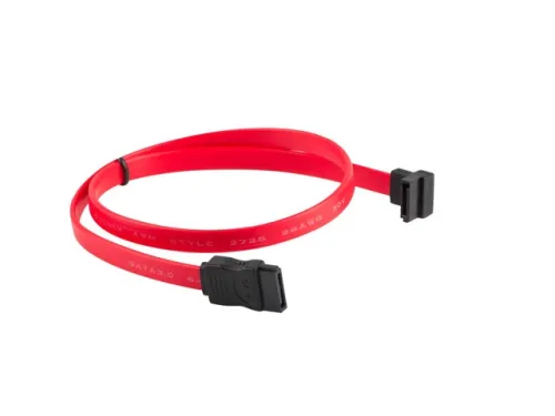 Кабел, Lanberg SATA DATA III (6GB/S) F/F cable 50cm metal clips angled, red - image 1