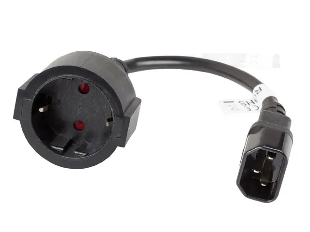 Кабел, Lanberg extension power supply cable IEC 320 C14 -> Schuko (F) 20cm, black