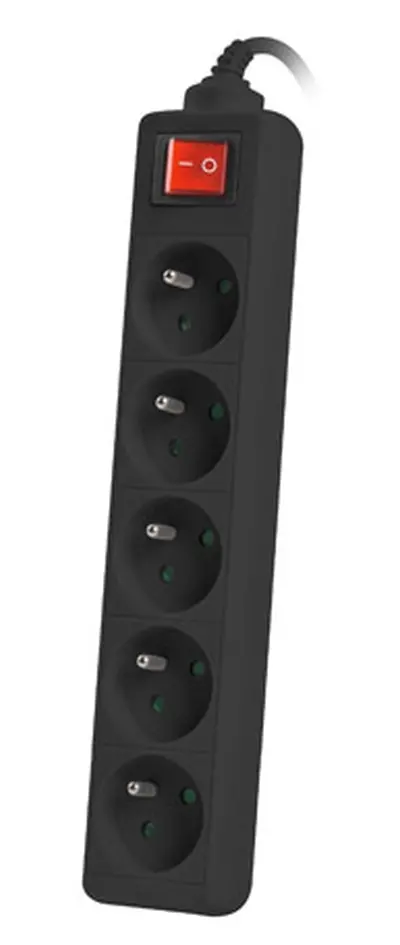 Разклонител, Lanberg power strip 3m, 5 sockets, french with circuit breaker quality-grade copper cable, black - image 1