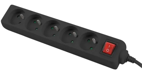 Разклонител, Lanberg power strip 3m, 5 sockets, french with circuit breaker quality-grade copper cable, black