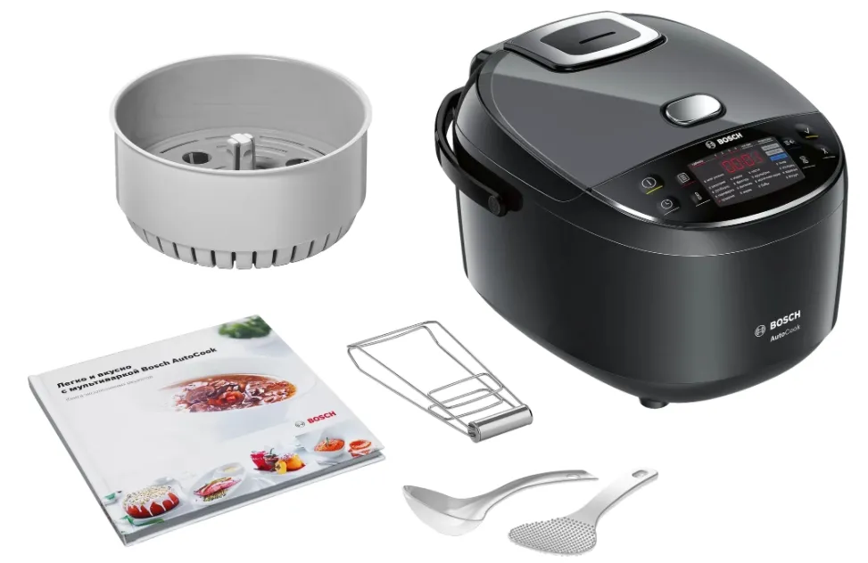 Мултикукър, Bosch MUC22B42RU, Multicooker, 48 programs, large 5-liter bowl with a non-stick coating, Large temperature range 40-160 ° C, 900 W, Black