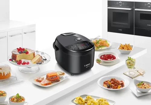 Мултикукър, Bosch MUC22B42RU, Multicooker, 48 programs, large 5-liter bowl with a non-stick coating, Large temperature range 40-160 ° C, 900 W, Black - image 1