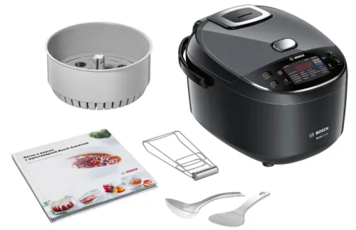 Мултикукър, Bosch MUC22B42RU, Multicooker, 48 programs, large 5-liter bowl with a non-stick coating, Large temperature range 40-160 ° C, 900 W, Black