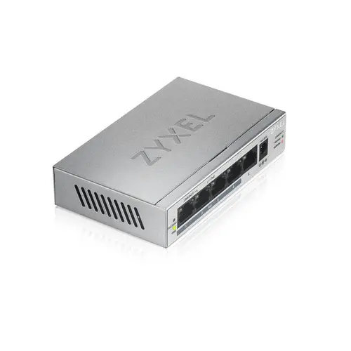 Switch, ZyXEL GS1005-HP, 5 θυρών Gigabit PoE+ unmanaged επιτραπέζιο Switch, 4 x PoE, 60 Watt - 1