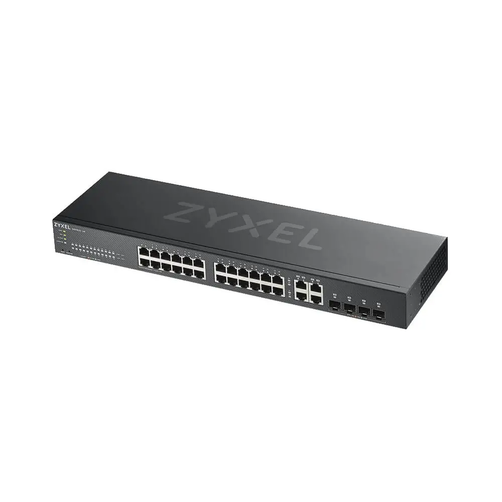 Switch, ZyXEL GS1920-24v2, 28 porturi Smart Managed Switch 24x Gigabit Copper și 4x Gigabit dual pers., hybird mode, standalone sau NebulaFlex Cloud