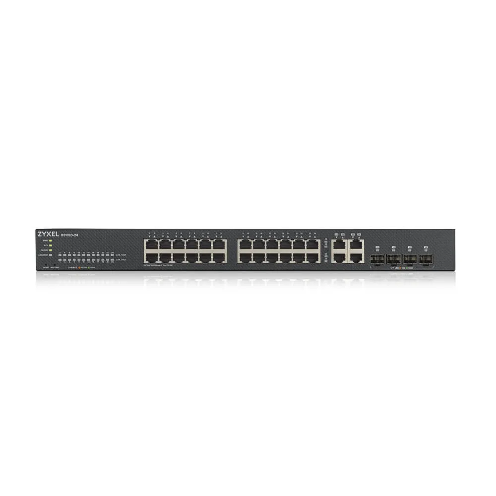 Комутатор, ZyXEL GS1920-24v2, 28 Port Smart Managed Switch 24x Gigabit Copper and 4x Gigabit dual pers., hybird mode, standalone or NebulaFlex Cloud - image 1