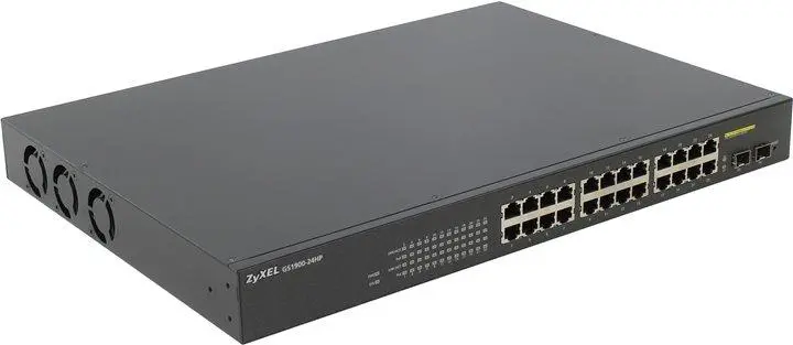 Комутатор, ZyXEL GS1900-24HP v2, 24-port GbE L2 PoE + 2 x GbE SFP slots, Smart Switch, rackmount, 170 Watt