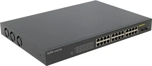 Switch, ZyXEL GS1900-24HP v2, 24 θυρών GbE L2 PoE + 2 x GbE SFP slots, Smart Switch, rackmount, 170 Watt - 1