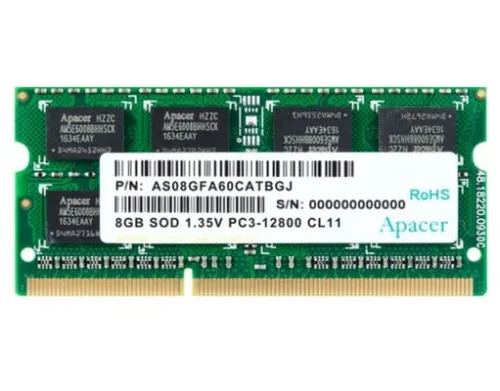 Памет, Apacer 8GB Notebook Memory - DDR3 SODIMM 204pin Low Voltage 1.35V PC12800 @ 1600MHz