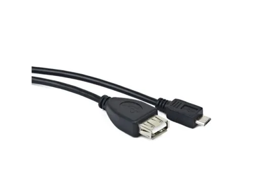 Адаптер, Lanberg USB micro-b (m) -> USB-A (f) 2.0, cable 0.15m otg, black (50-pack) - image 1
