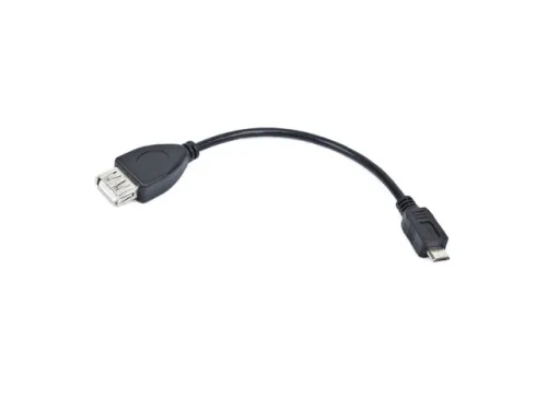 Адаптер, Lanberg USB micro-b (m) -> USB-A (f) 2.0, cable 0.15m otg, black (50-pack)