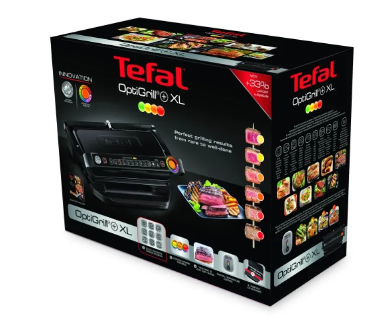 Барбекю, Tefal GC722834, Optigrill+ XL Black, 800cm2 cooking surface, automatic cooking sensor, 9 automatic programs, 4 adjustable temp., cooking level indicator, non-stick die-cast alum. Plates - image 7