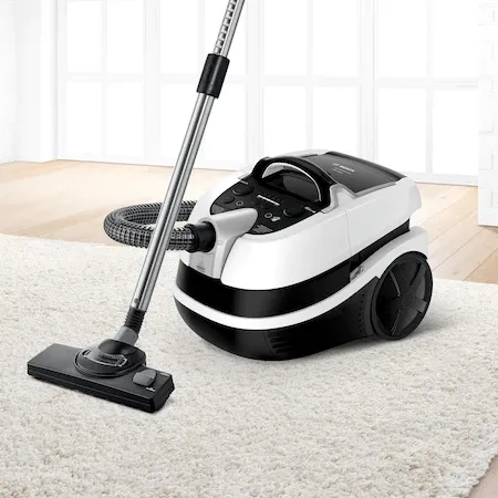 Перяща прахосмукачка, Bosch BWD421PRO, 3in1 vacuum cleaner for dry and wet cleaning, 2,5 lt dust container, 2100 W, HEPA H13, 12 m radius, liquid pick-up nozzles, parquet brush, turbo brush, water tank: 5 l, white-black-silver - image 5