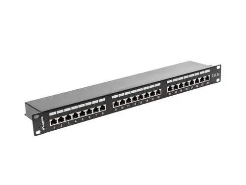 Patch panel, Lanberg patch panel 24 porturi 1U CAT.5E ecranat, negru - 2