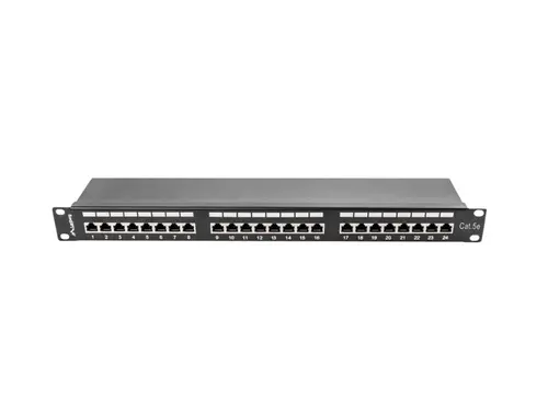 Patch panel, Lanberg patch panel 24 porturi 1U CAT.5E ecranat, negru - 4