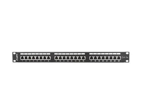 Patch panel, Lanberg patch panel 24 porturi 1U CAT.5E ecranat, negru - 5