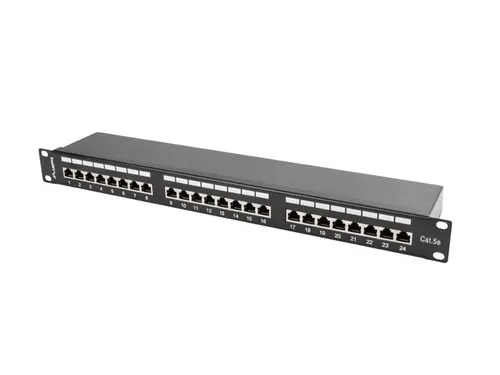 Patch panel, Lanberg patch panel 24 θυρών 1U CAT.5E θωρακισμένο, μαύρο Patch panel, Lanberg patch panel 24 θυρών 1U CAT.5E θωρακισμένο, μαύρο