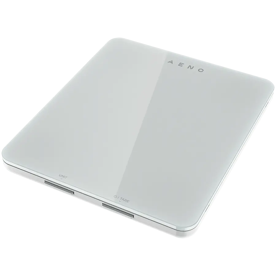 AENO Ζυγαριά κουζίνας KS1S Smart, Μέγιστο φορτίο - 8 kg, Bluetooth, 10,000+ προϊόντα & γεύματα, ανάλυση 25 δεικτών, λειτουργία καφέ, μετατροπή