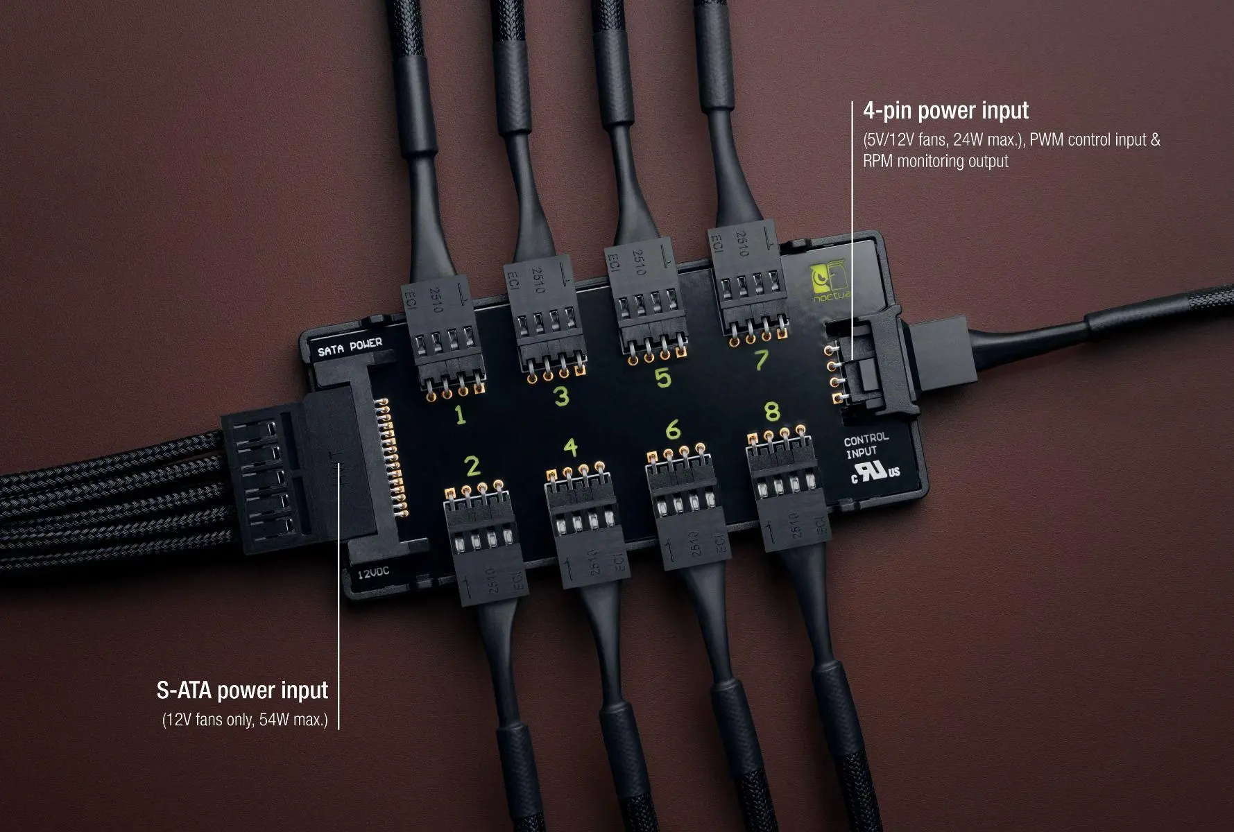 Noctua διανομέας ανεμιστήρων Fan Hub - 8 port PWM with SATA Power 5V/12V - NA-FH1 - image 3