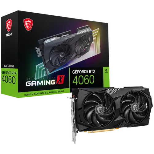 MSI Video Card Nvidia GeForce RTX 4060 GAMING X 8G, 8GB GDDR6, 128bit, Boost: 2595 MHz, 3072 CUDA Cores, PCIe 4.0, 3x DP 1.4a, HDMI 2.1a, RAY TRACING, Dual Fan, 1x 8pin, 550W Recommended PSU, 3Y