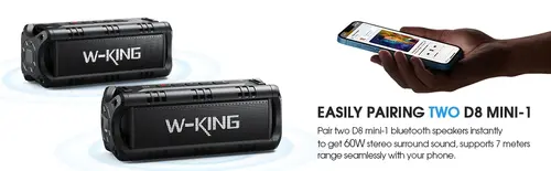 W-King Блутут мобилна колонка Bluetooth Speaker - D8 Mini Black - 30W - image 10
