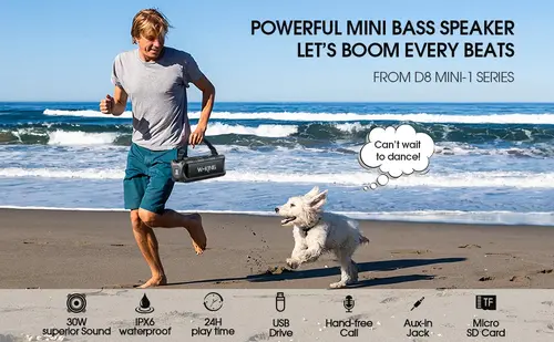 W-King Блутут мобилна колонка Bluetooth Speaker - D8 Mini Black - 30W - image 11