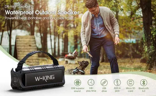 W-King Блутут мобилна колонка Bluetooth Speaker - D8 Mini Black - 30W - image 12