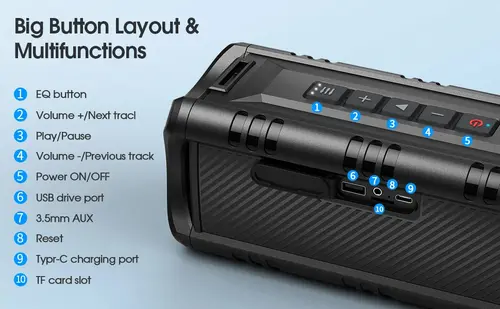 W-King Блутут мобилна колонка Bluetooth Speaker - D8 Mini Black - 30W - image 2