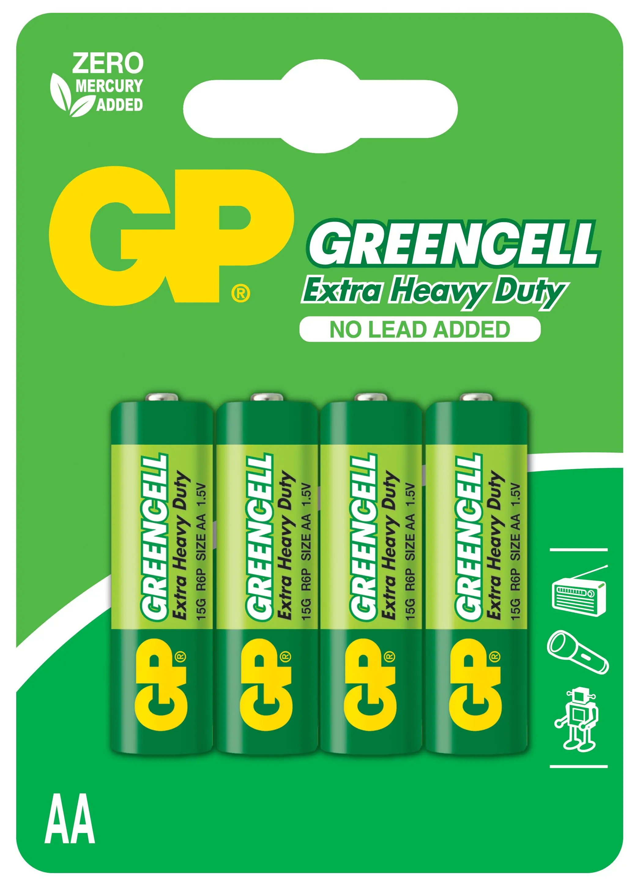 Цинк карбонова батерия GP R6 GREENCELL 15G-U4 /4 бр. в опаковка/ blister 1.5V