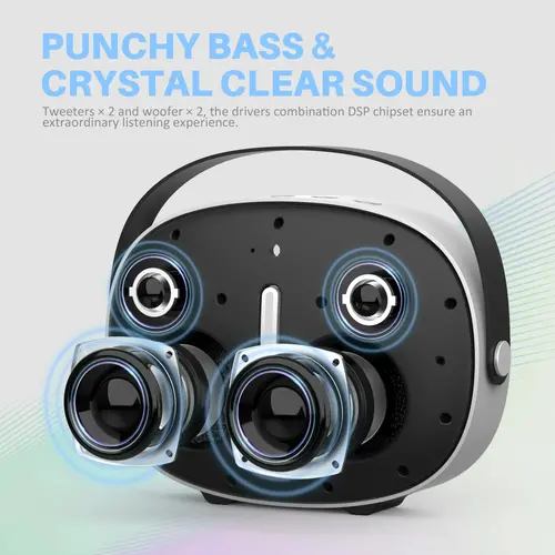 W-King Блутут мобилна колонка Bluetooth Speaker - T8 Black - 30W, Deep Bass - image 11
