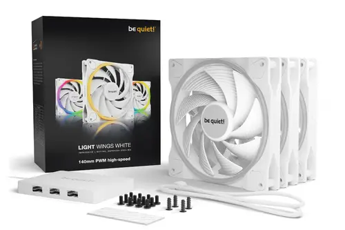 be quiet! комплект вентилатори Fan Pack 3-in-1 3 x 140mm - LIGHT WINGS White 140mm PWM high-speed Triple-Pack - image 4