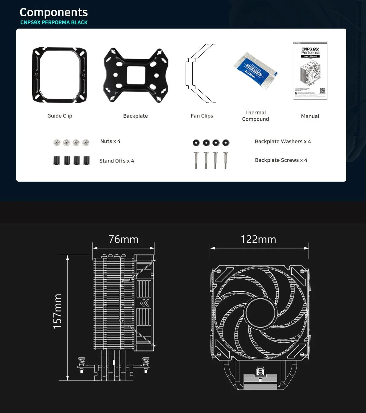 Zalman охладител за процесор CPU Cooler CNPS9X PERFORMA BLACK - image 14