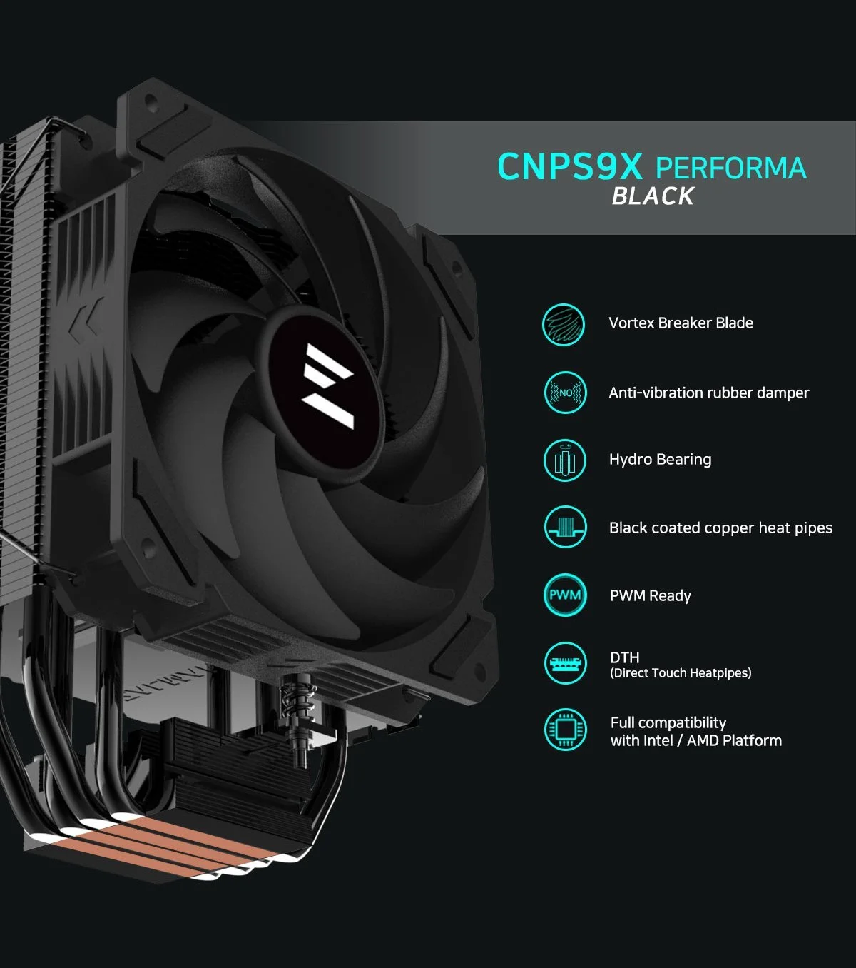 Zalman охладител за процесор CPU Cooler CNPS9X PERFORMA BLACK - image 4