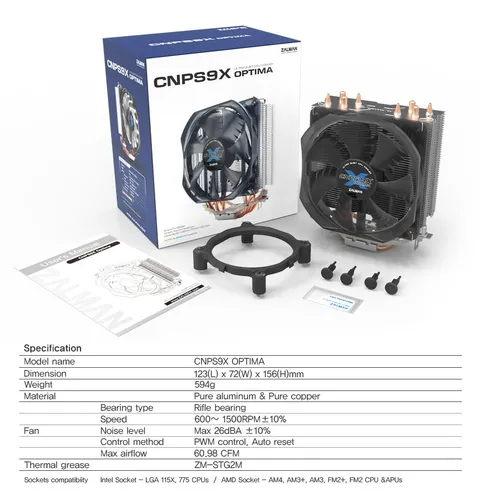 Zalman охлаждане за процесор CPU Cooler CNPS9X OPTIMA Intel/AMD - image 7