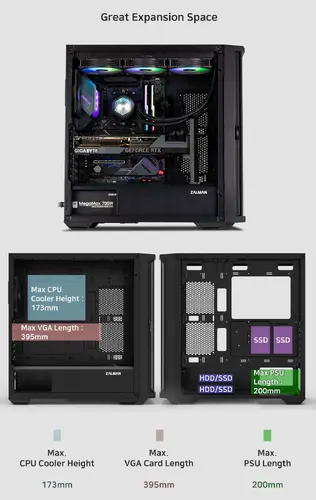 Zalman кутия Case EATX - Z10 PLUS - Tempered Glass - image 9