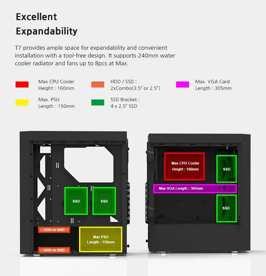 Zalman кутия за компютър Case ATX - T7 - Black - image 12