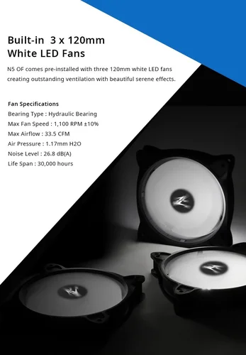 Zalman кутия за компютър Case ATX - N5 OF - 3 x 120mm White LED - image 8